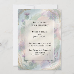 Pastel Sage Peach Floral Wedding Invitation