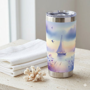 Pastel Sailboat Coastal Dreamscape Insulated Tumbler