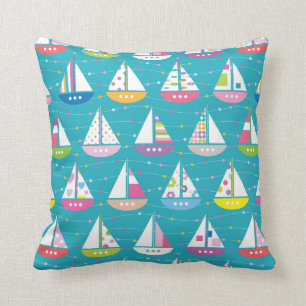 Pastel Sailboat Pattern Cushion