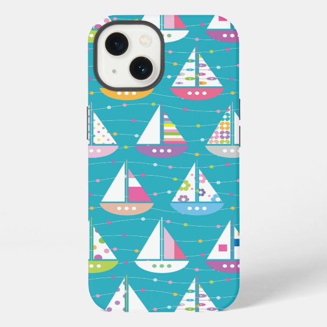 Pastel Sailboat Pattern iPhone Case (Back)