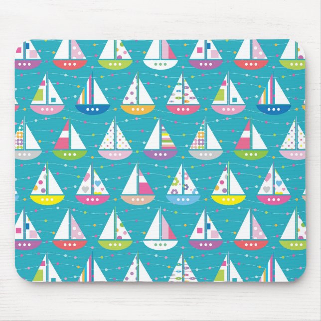 Pastel Sailboat Pattern Mouse Mat (Front)
