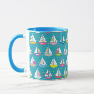 Pastel Sailboat Pattern Mug