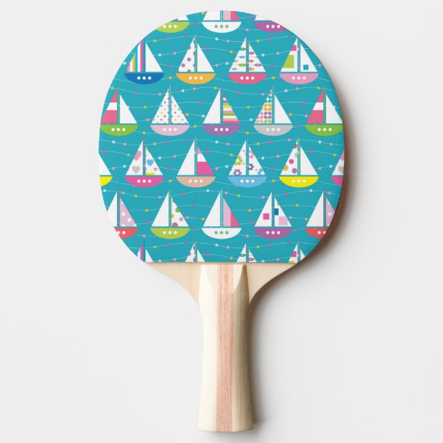 Pastel Sailboat Pattern Ping Pong Paddle (Front)