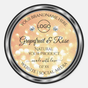 Pastel Salmon Glitter Product Labels Diamonds Logo