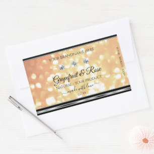 Pastel Salmon Glitter Product Labels with Diamonds