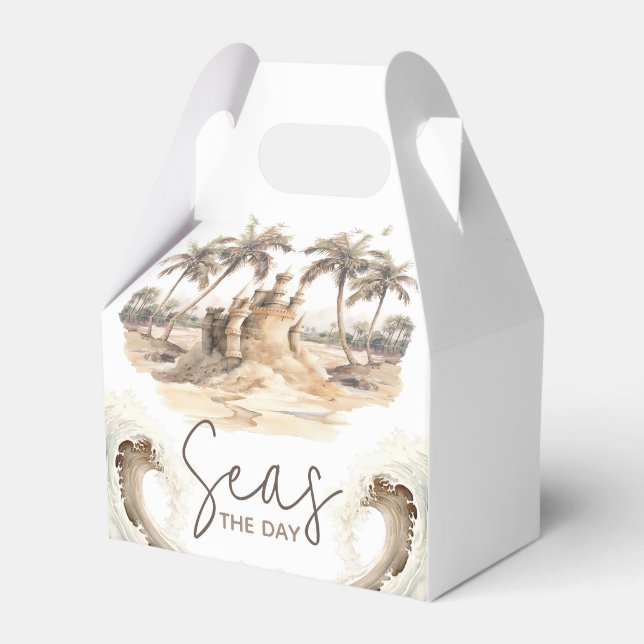 Pastel Sand Beach Party Seas the Day Favour Box (Front Side)