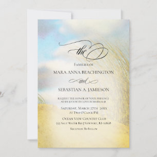 *~* Pastel Sand Dune Beach Grass  Wedding Invitation
