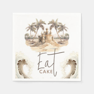 Pastel Sand Elegant Beach Party Eat Cake Napkin