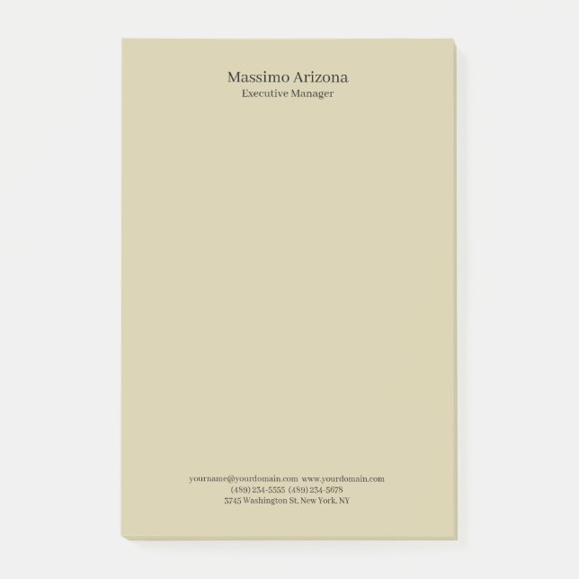 Pastel Sand Plain Professional Modern Minimailst Post-it Notes (Front)
