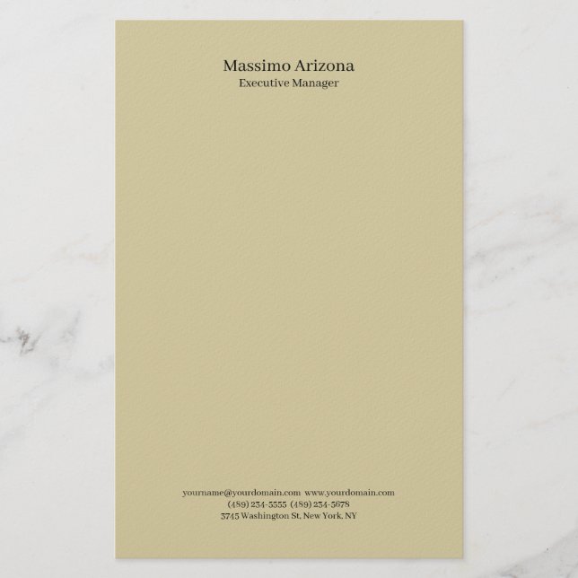 Pastel Sand Plain Professional Modern Minimailst Stationery (Front)