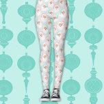Pastel Santa Claus Faces Vintage Christmas Leggings<br><div class="desc">The vintage style print on these leggings features retro illustrations of Santa Claus faces dressed in pretty mint green and pastel pink Santa hats set against a patterned dove grey background.</div>