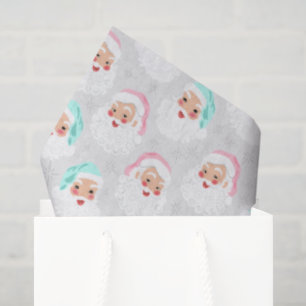 Pastel Santa Claus Faces Vintage Christmas Tissue Paper