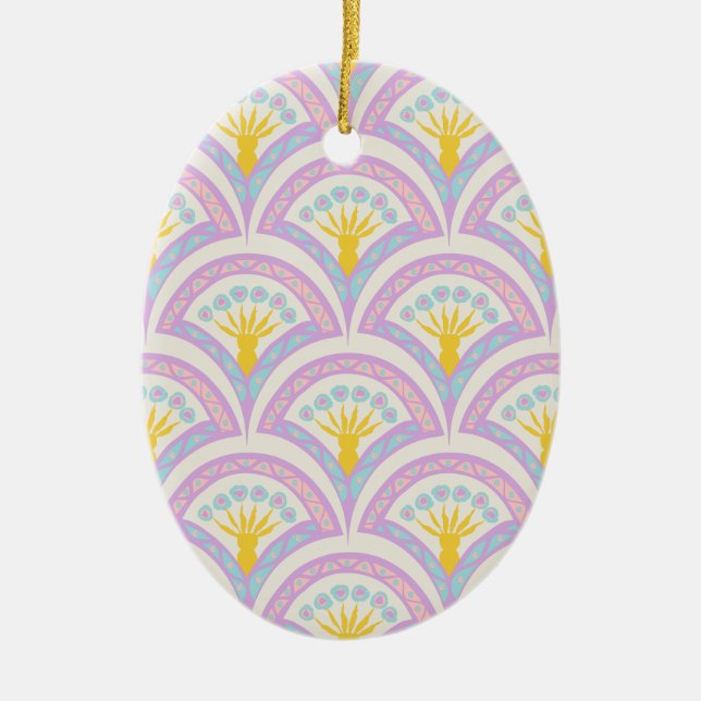 Pastel Scallop Pattern Ceramic Tree Decoration (Front)