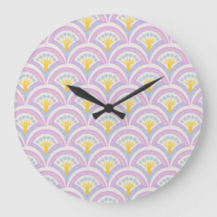 Pastel Scallop Pattern Large Clock
