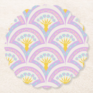 Pastel Scallop Pattern Paper Coaster