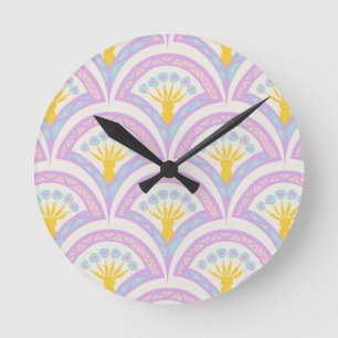 Pastel Scallop Pattern Round Clock