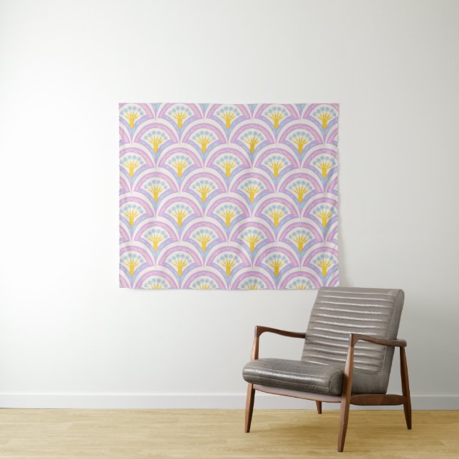 Pastel Scallop Pattern Tapestry (In Situ (Horizontal))