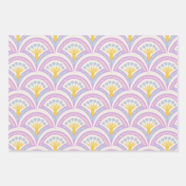 Pastel Scallop Pattern Wrapping Paper Sheet (Front)