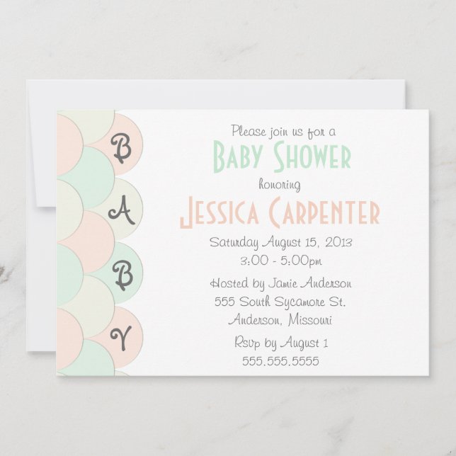 Pastel Scallops Baby Shower Invitations (Front)