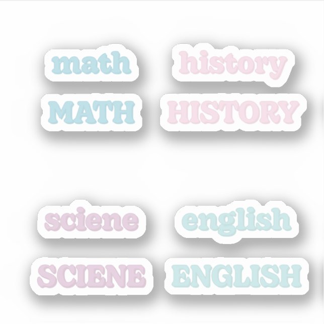 Pastel School Subjects Sticker  (Front)