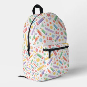 Pastel School Supplies Seamless Pattern Backpack