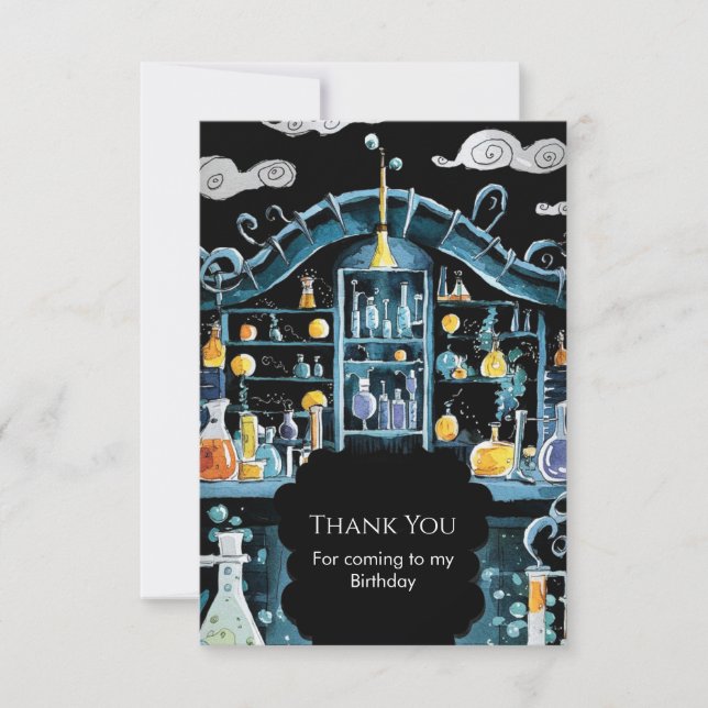 Pastel Science Experiment Scientist Birthday Thank You Card (Front)