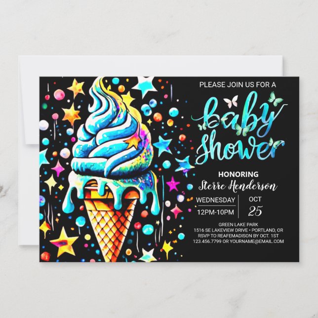 Pastel Scoop Ice Cream Boy Baby Shower Invitation (Front)