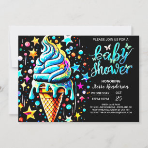 Pastel Scoop Ice Cream Boy Baby Shower Invitation