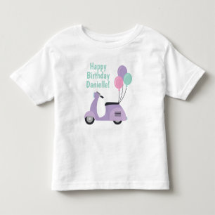 Pastel Scooter & Balloons Personalised T-shirt