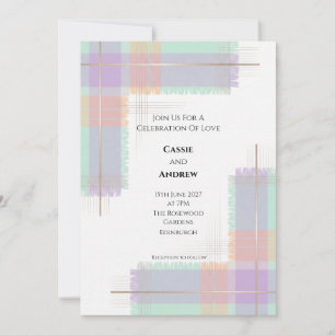 Pastel Scottish Tartan Wedding Invitation