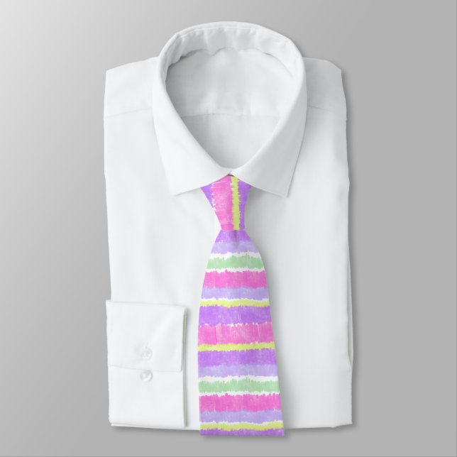 Pastel Scribble Stripes Tie (Tied)