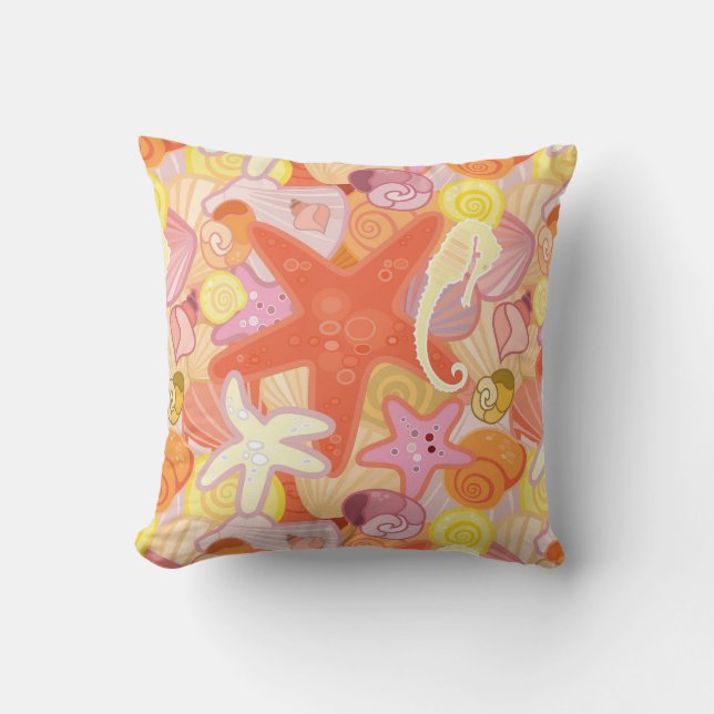 Pastel Sea Creature Pattern Cushion (Front)