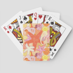 Pastel Sea Creature Pattern Playing Cards