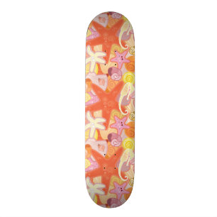 Pastel Sea Creature Pattern Skateboard
