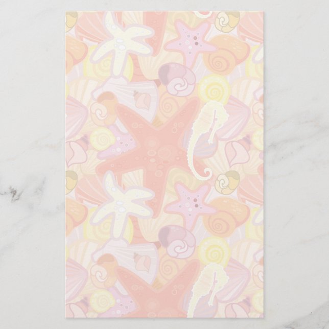 Pastel Sea Creature Pattern Stationery (Front)