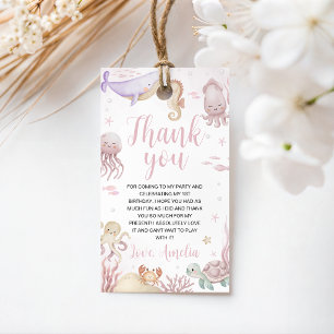 Pastel Sea Creatures Birthday Favour Tags