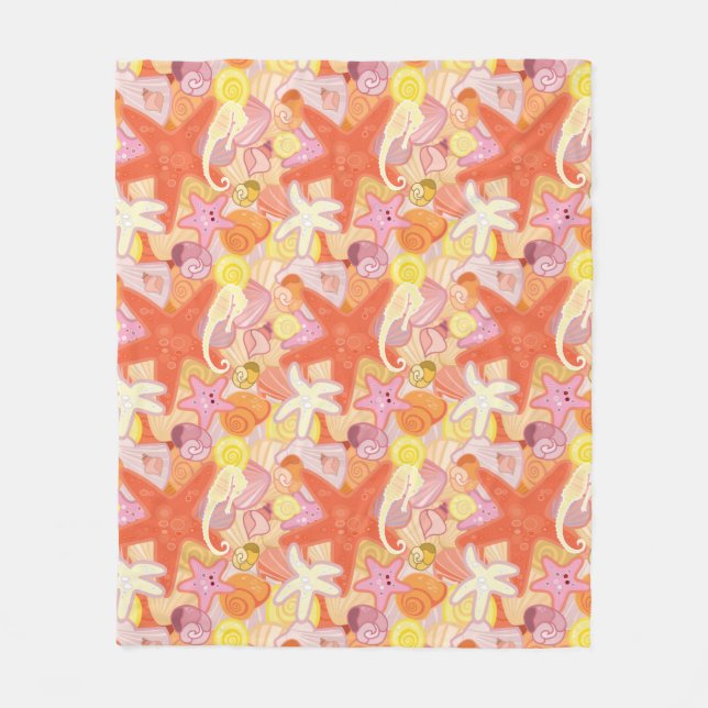 Pastel Sea Creatures Fleece Blanket (Front)