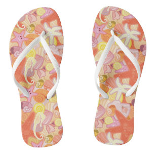 Pastel Sea Creatures Flip Flops
