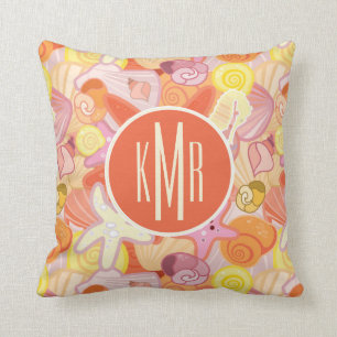 Pastel Sea Creatures   Monogram Cushion