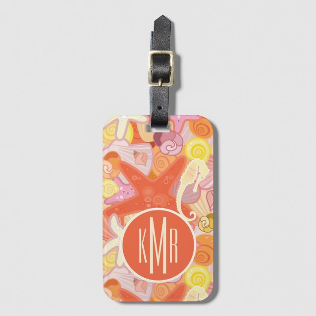 Pastel Sea Creatures | Monogram Luggage Tag (Front Vertical)