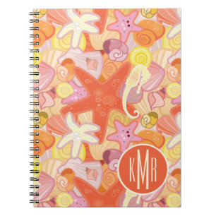 Pastel Sea Creatures   Monogram Notebook