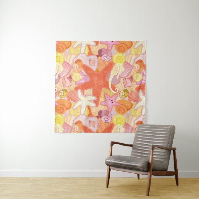 Pastel Sea Creatures Tapestry (In Situ (Horizontal))