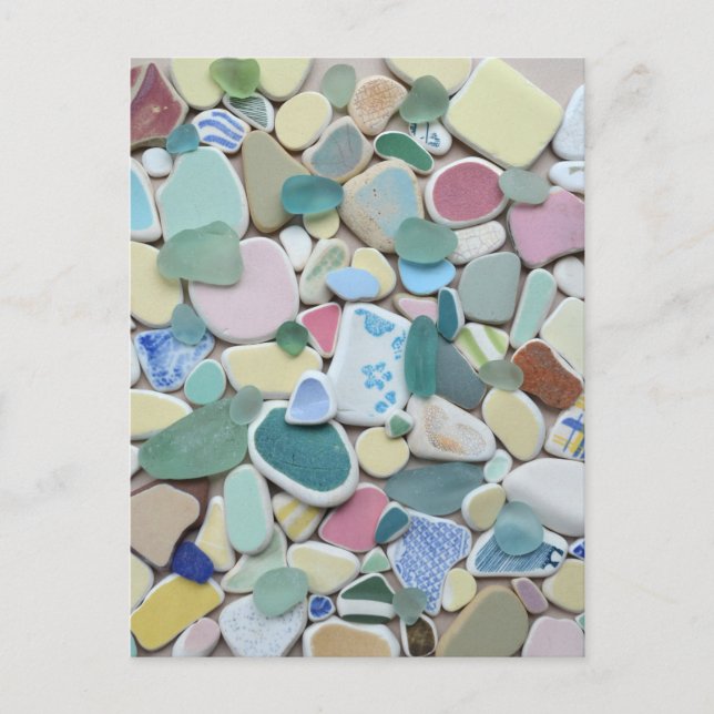 Pastel sea glass beach glass art photo pottery postcard (Front)