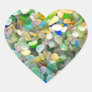 Pastel Sea Glass Heart In Pink Heart Sticker