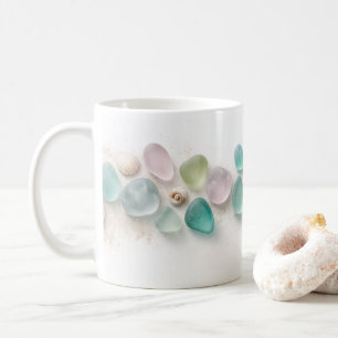 Pastel Sea Glass & Shells Minimalist Mug