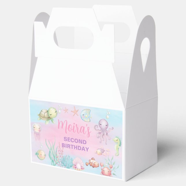 Pastel sea ocean  life girl birthday favour box. box (Opened)