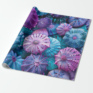 Pastel Sea Urchins Teal and Purple Wrapping Paper