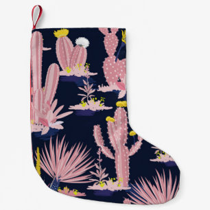 Pastel Seamless pattern vintage summer cactus on d Small Christmas Stocking