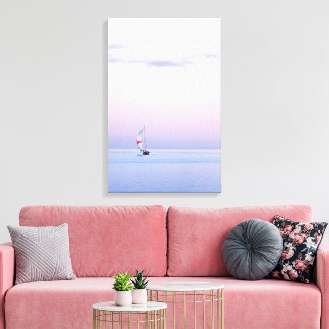 Pastel Seascape with a Sailboat Canvas Print (Insitu(LivingRoom))
