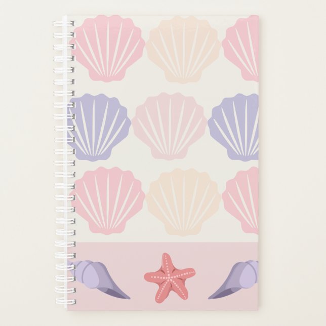 Pastel Seashell and Starfish Pattern Planner (Front)